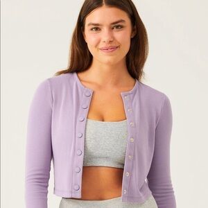 Outdoor Voices CozyRib Cropped Cardigan - Purple